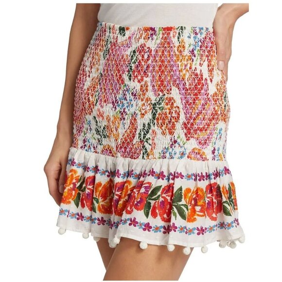 FARM Rio Dresses & Skirts - Farm Rio Spring Bananas Mini Skirt Smocked Stretch Floral Multicolor LARGE